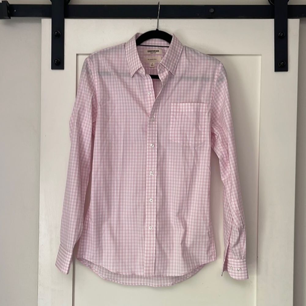 Goodthreads Pink Gingham Check Button Down - never worn